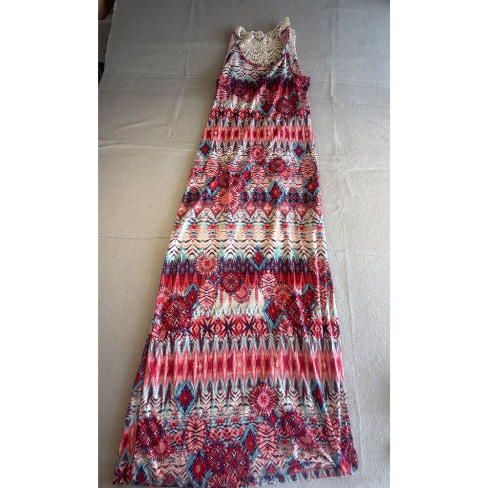 Tie Dye MAXI DRESS Y2K SIZE XL RED WHITE BLUE